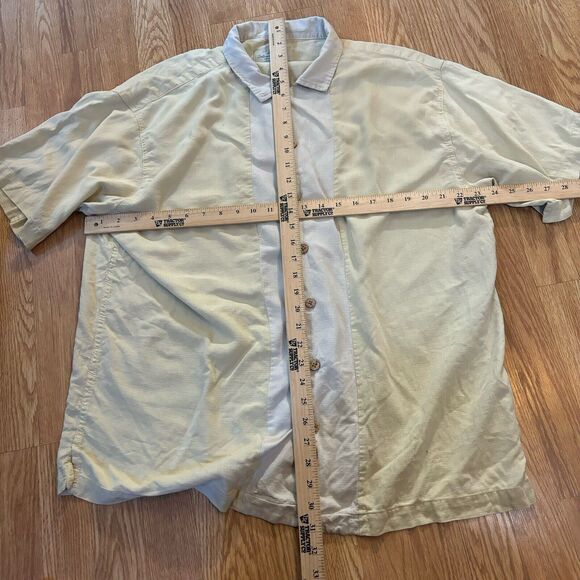Island Shores Washable Silk Shirt 100% Silk Size XXL Yellow And Tan Men’s - Picture 4 of 4